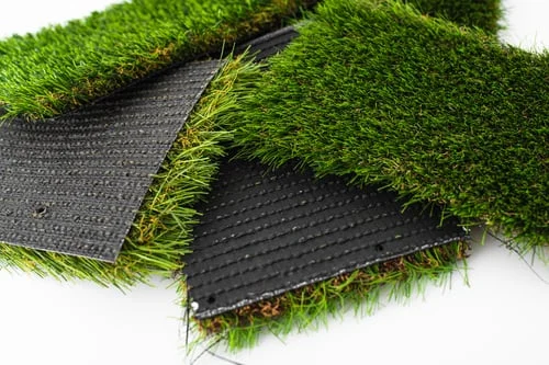Artificial turf samples showing pile and backing